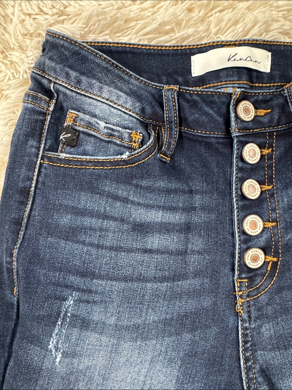 KanCan High-Rise Button-Fly Skinny Jeans 💗 Dark Blue - Picture 6 of 13